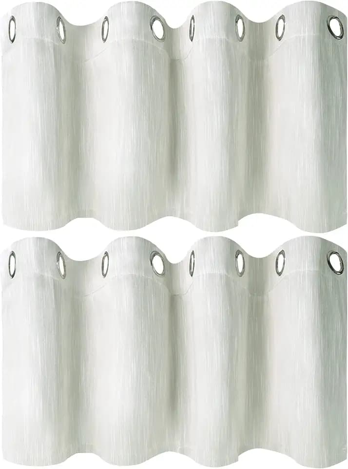 PiccoCasa Linen Blackout Curtains 2 Panels, Grommet Top 52x18 Beige
