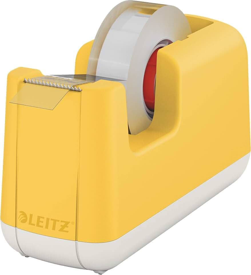 Leitz Klebeband-Tischabroller, Stabiler Stand, Klebebandabroller inkl. Klebeband, Warmes Gelb, Cosy-Serie, 53670019