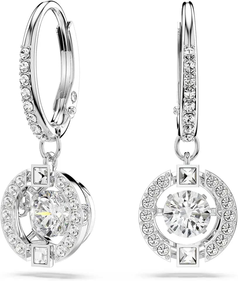 Swarovski Sparkling Dance Necklace and Earrings Jewelry Collection, Rhodium Finish, Blue Crystals, Clear Crystals
