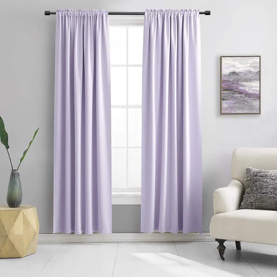 DONREN Vorhänge für Schlafzimmer, 213 cm lang, 2 Paneele, Lavendelviolett, Raumverdunkelung, Stangentasche, wärmeisolierte Vorhänge für Wohnzimmer, 106 x 213 cm (B x L)