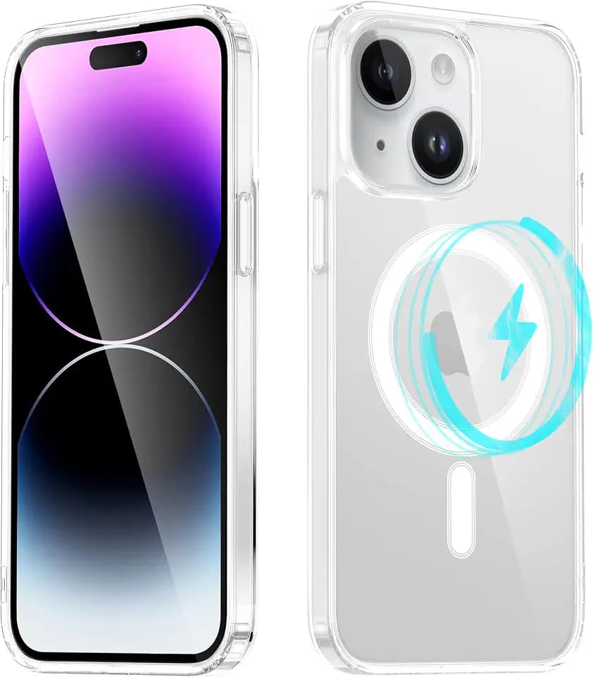 Crystal Clear Magnetic Case for iPhone 13 Mini, Compatible with MagSafe, [Strong Magnet] [Non-Yellowing] [10FT Military Grade Protection] Transparent Slim Phone Case Bumper Thin Cover - Clear