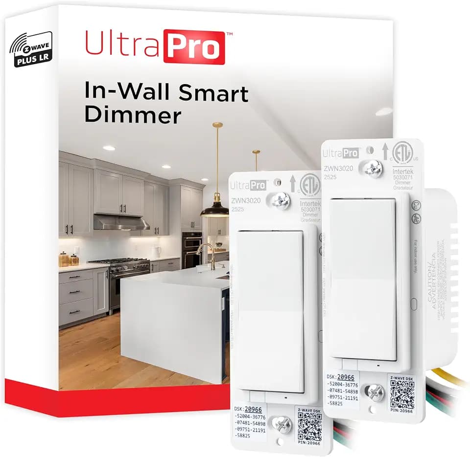UltraPro Z-Wave Long Range Dimmer Switch, 800 Series, Paddle, 2 Pack