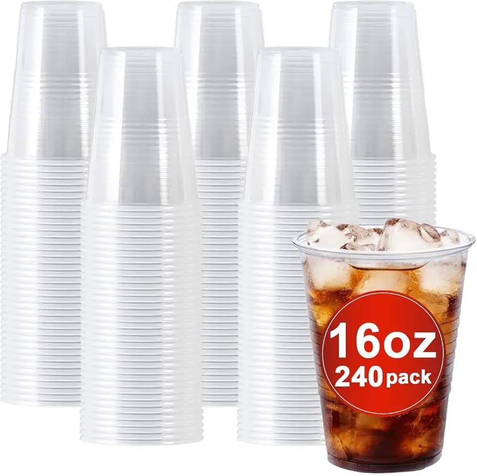 Clawsoff 240 Pack 16 oz Clear Plastic Cups Disposable Clear Water Cups