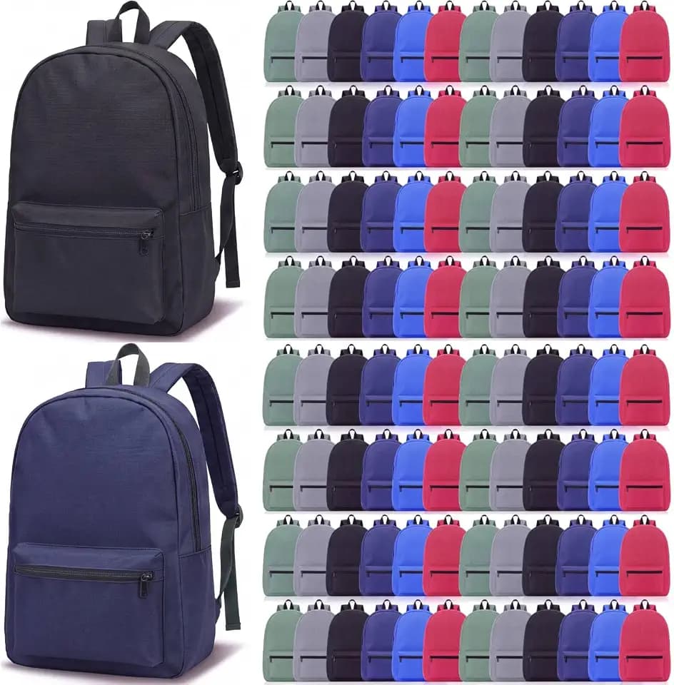 Sweetude Backpack in Bulk 16" School Bookbag for Kid, Dark Color, 72 Pcs