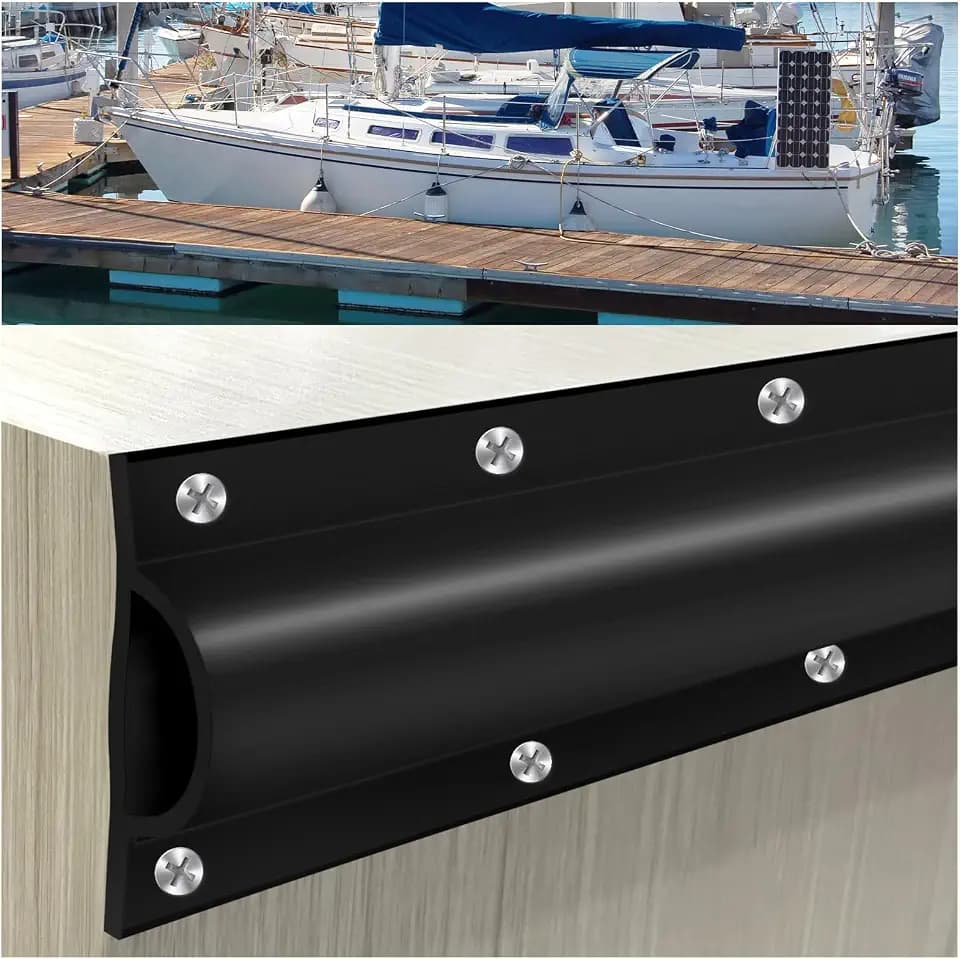 5 Pack Dock Edging Side Gard 10 Feet Dock Guard Straight Angle Dock Protector Rub Rail with Heavy Wall Sections for Greater Protection – Commercial Grade Double Molded Material (Black)
