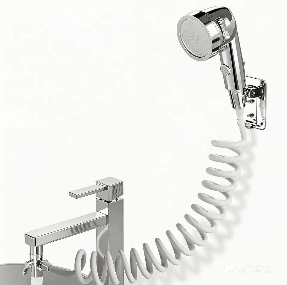 Handbrause für Waschbecken, Waschbeckenbrause mit Schlauch, Handbrause Duschkopf Set Mit Halterung, Waschbeckenbrause zum Haarewaschen, Wasserhahn, Bad für Behinderungen, Altere Menschen (Silber)