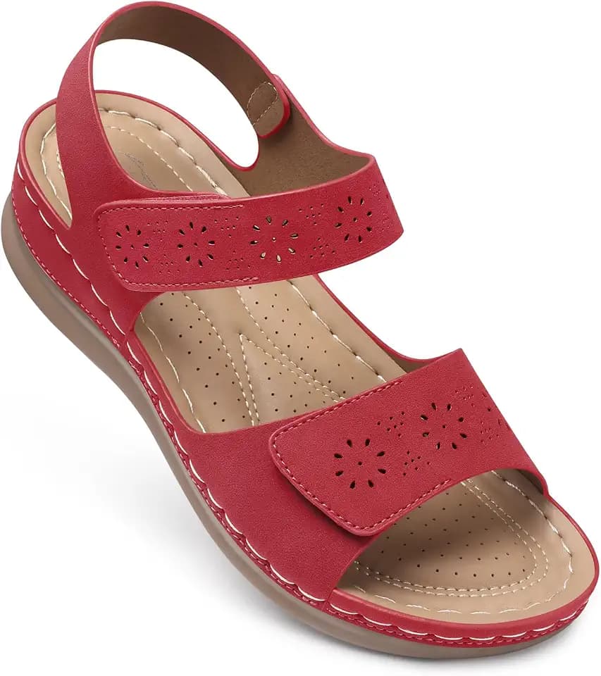SHIBEVER Women Flat Sandals Comfortable: Arch Support Sandals Dressy