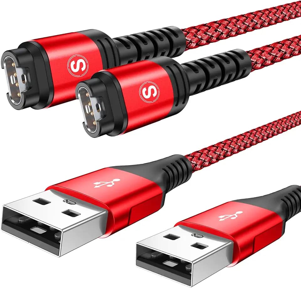 Garmin Watch Charger Cable Fast Charger Nylon Braided 2-Pack 4ft Red