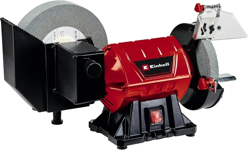 Einhell Nass-Trockenschleifer TC-WD 200/150 (max. 250 W, für Nass- und Trockenschliff, Metallkompaktbauweise, Funkenschutzglas, inkl. Grobschleif- und Nassschleifscheibe)
