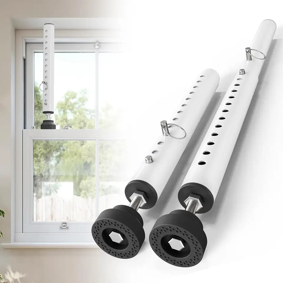 Small Adjustable Window Security Bar, 11-18 Inch, White, 1 Pack
