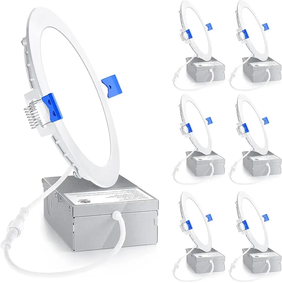 Ensenior 6 Pack 6 Inch 5000K Dimmable Canless Wafer LED Recessed Light