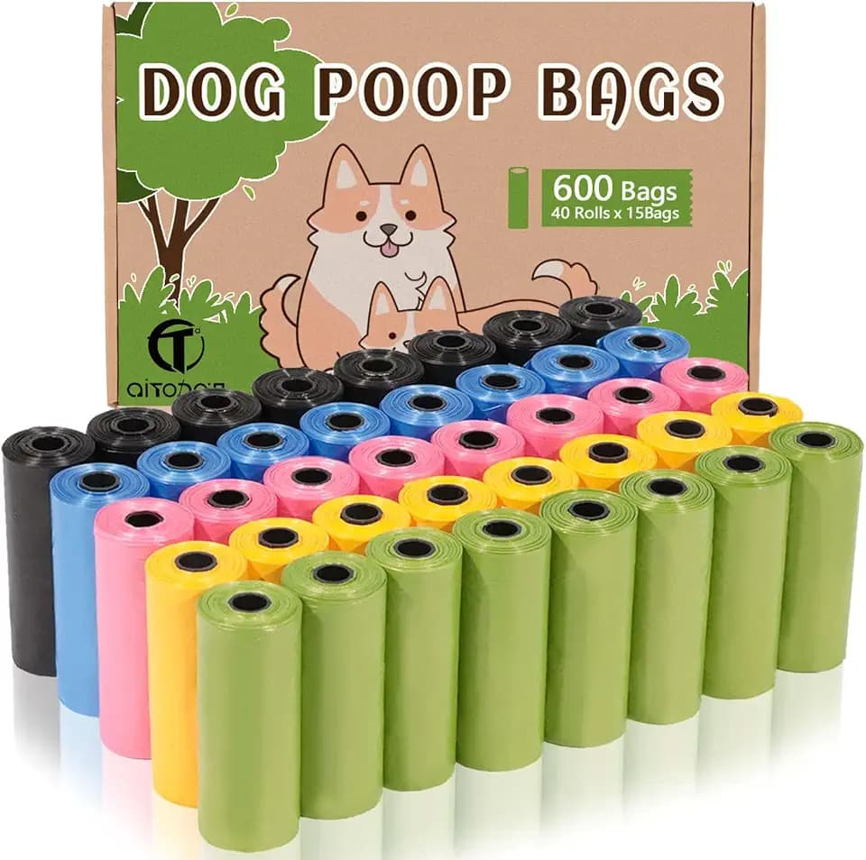 AiTodos® 600 Hundekotbeutel, 31×22 cm, PE, 5 Farben, 40 Vol. × 15