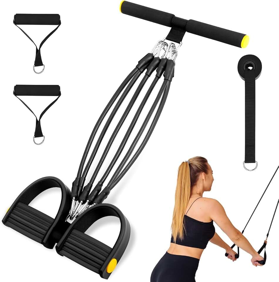Flintronic Verstellbarer Chest Expander Fitness Widerstandsbänder mit 3 Strings o 5 Strings, Verstellbare Widerstandsbänder mit Griffen, Bauchtrainer Multifunktionstrainer für Zuhause