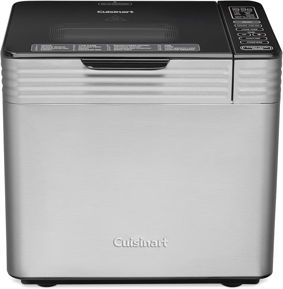 Cuisinart Bread Maker Machine, 16 Menu Programs, Stainless Steel, 2-Lb Loaf