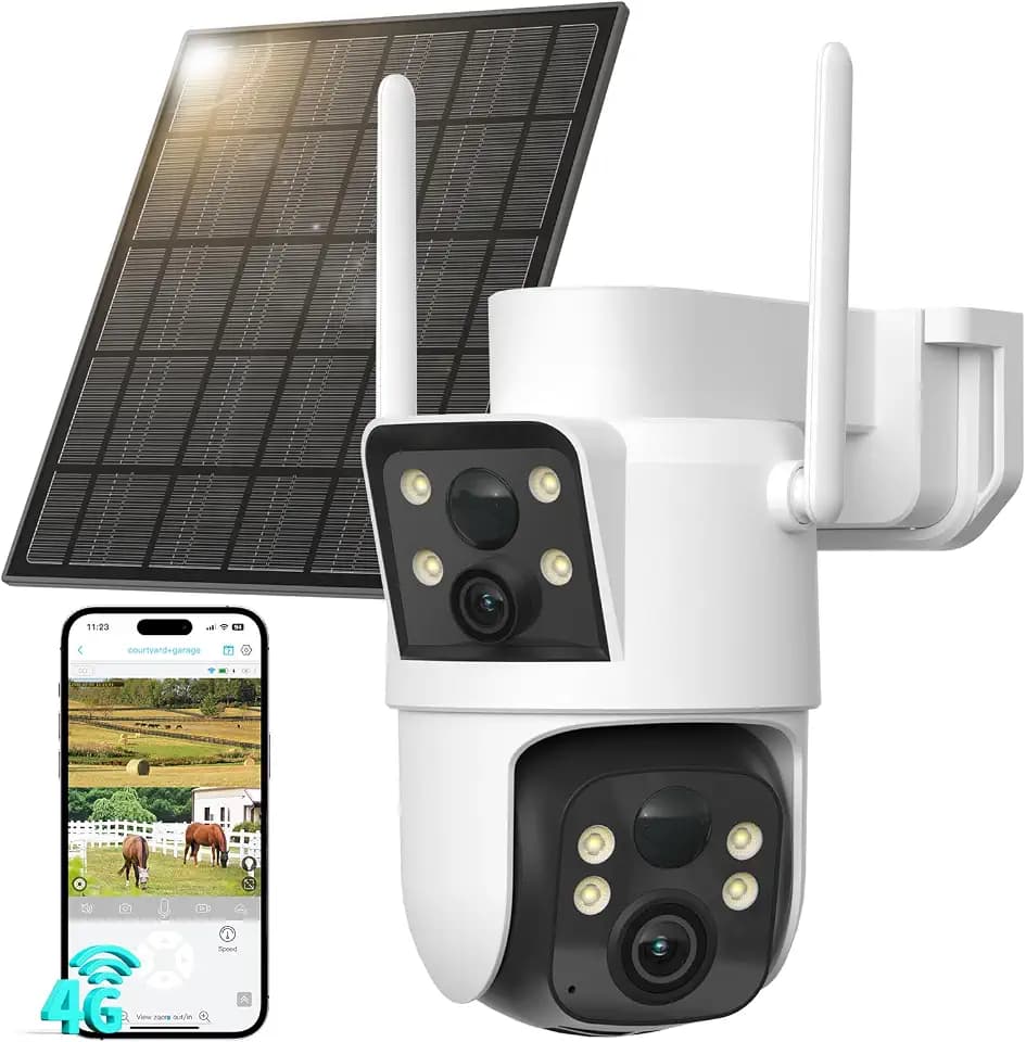 LIWAN 4G LTE Cellular Security Camera, Dual Lens, No WiFi Needed