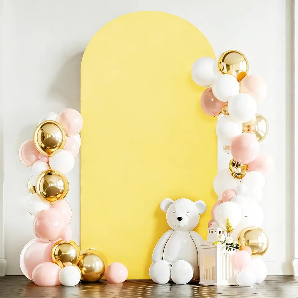 6ft Yellow Arch Covers Wrinkle-Free Spandex Arch Backdrop Stand Cover