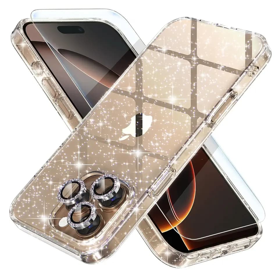 Choiche for iPhone 16 Pro Case Clear Women Girly (Glitter Clear)