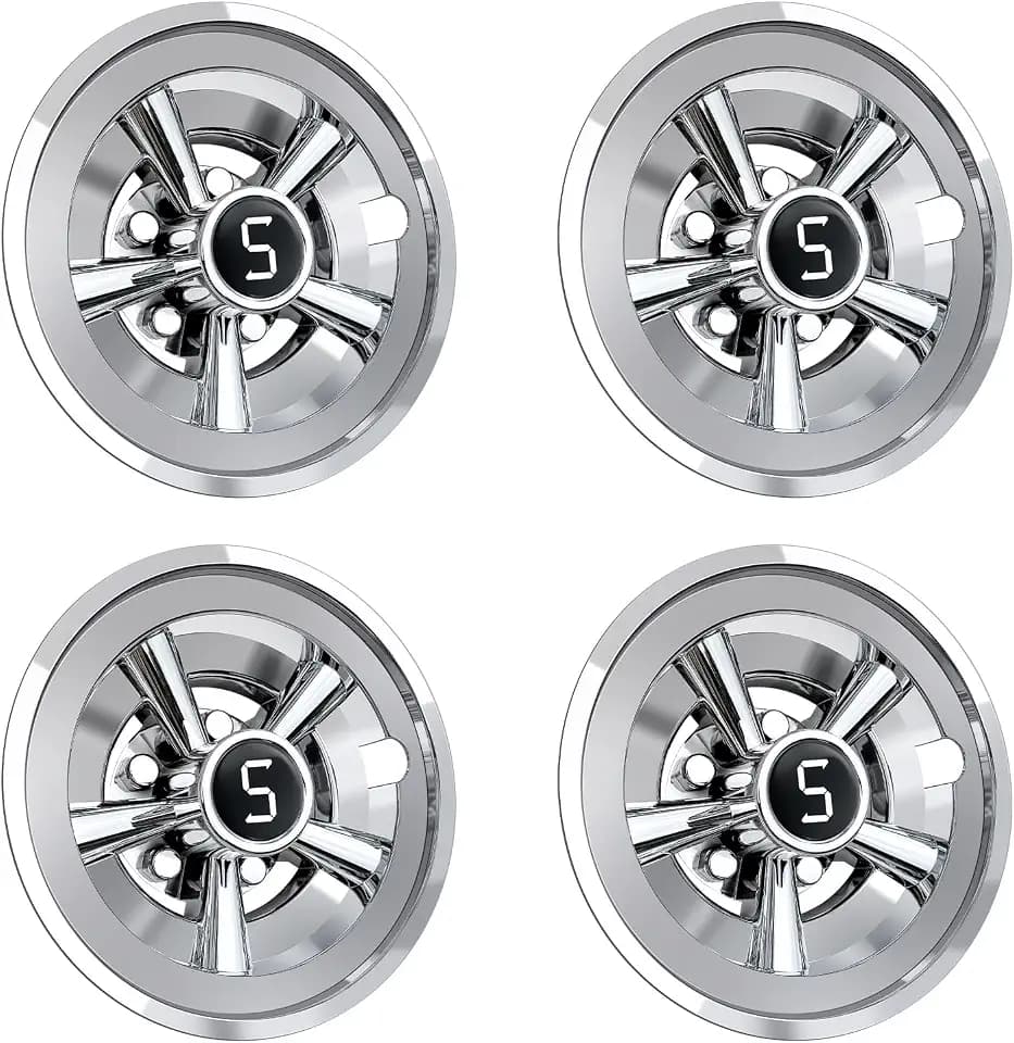 8 Inch Golf Cart Wheel Cover Hub Caps, Universal Chrome Golf Cart Hub Caps Snap-on Installation for Most Golf Carts Yamaha, Club Car, EZGO (Set of 4)