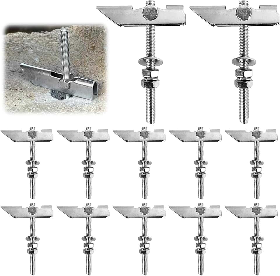 12 Stück Kippdübel M8 x 100 mm, Schwerlast Federklappdübel aus Verzinkter Kohlenstoffstahl, mit Scheibe und Mutter, Klappdübel zum Aufhängen Schwerer Gegenstände auf Trockenbau und Decken