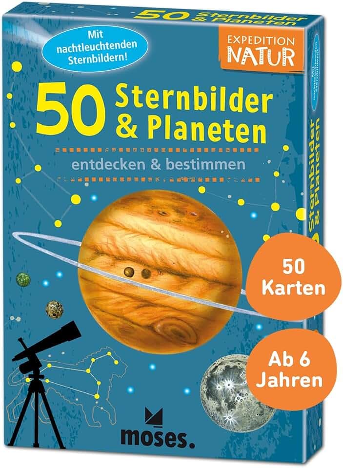 moses. Expedition Natur - 50 Sternbilder & Planeten, Entdeckerkarten zur Beobachtung des Nachthimmels, Outdoor-Spielzeug für Kinder ab 6 Jahren
