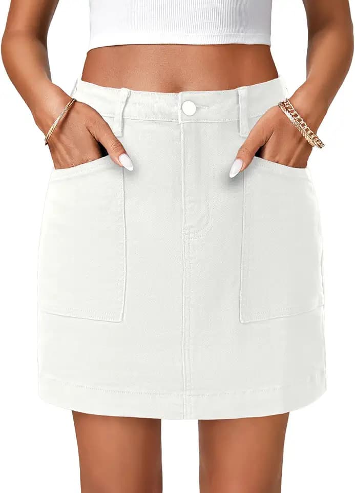 LYANER Women's High Waist Casual Denim Skirt