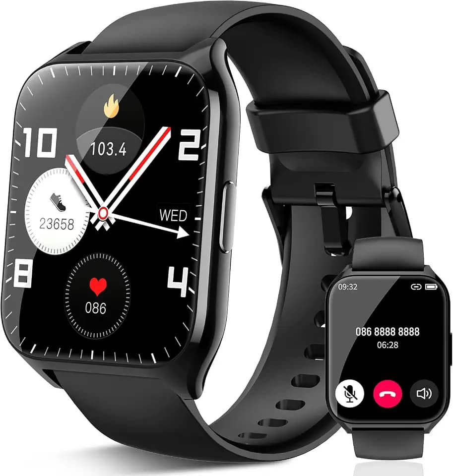 Smartwatch für Herren und Damen, 1,85 Zoll HD Smartwatch mit Anrufannahme/Anrufannahme, 112 Sport-Smartwatch mit Schrittzähler/Schlaf/Herzfrequenzmesser, IP68 Fitness-Tracker für Android iOS