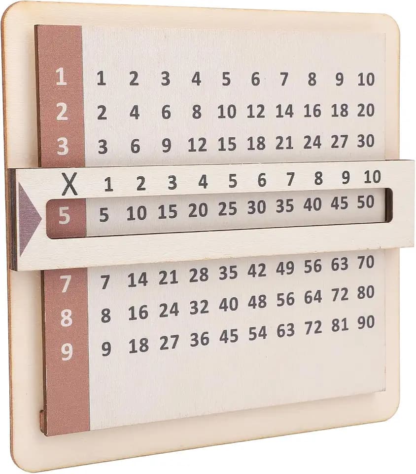 Schiebe- und Lerngitter für die Multiplikation, Mathe-Multiplikationstabelle, verschiebbare Lern-Multiplikationstabelle mit Anzeigefenster hölzerne Multiplikationstafel für Schüler