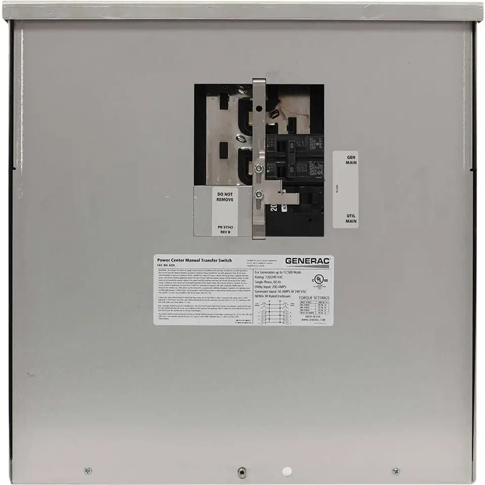 Generac 50 Amp Generator Manual Transfer Switch