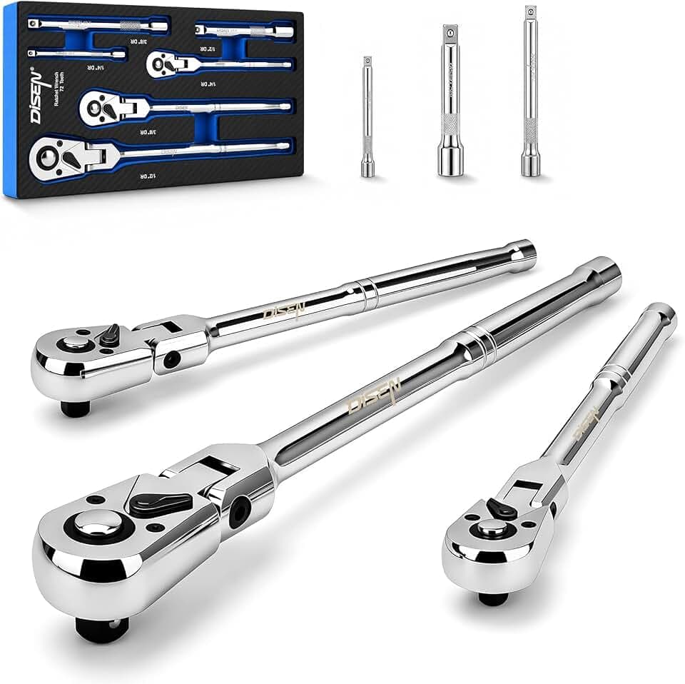 DISEN 6 Piece Flex-Head Ratchet Wrench Set with EVA Storage Case