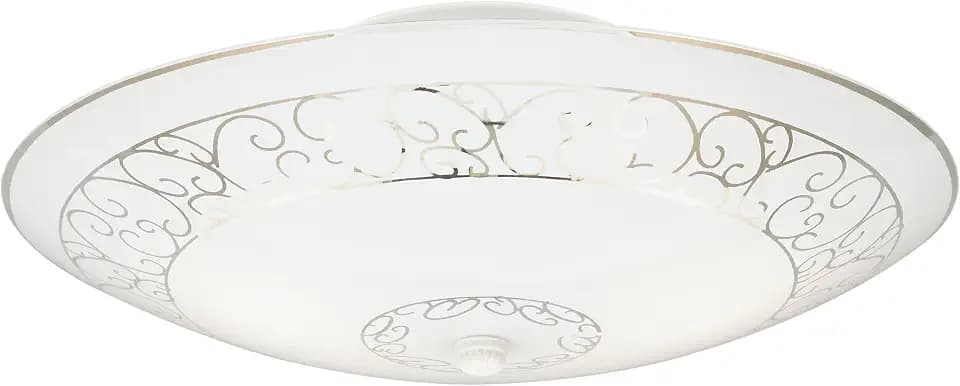 Westinghouse 6620600 Two-Light Semi-Flush-Mount Interior Ceiling Fixture, White Finish with White Scroll Design Glass, Round