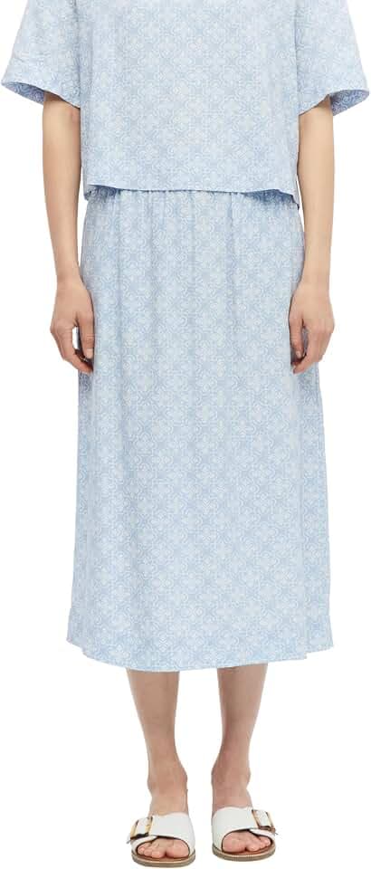 s.Oliver Damen Rock – Relaxed Fit, Viskose, All-Over-Print, High Rise, Elastikbund