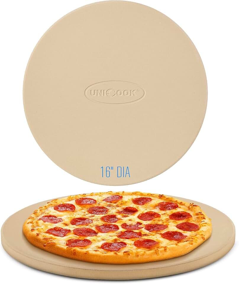 Unicook 16" Round Pizza Stone for Oven and Grill, Cordierite Baking Stone