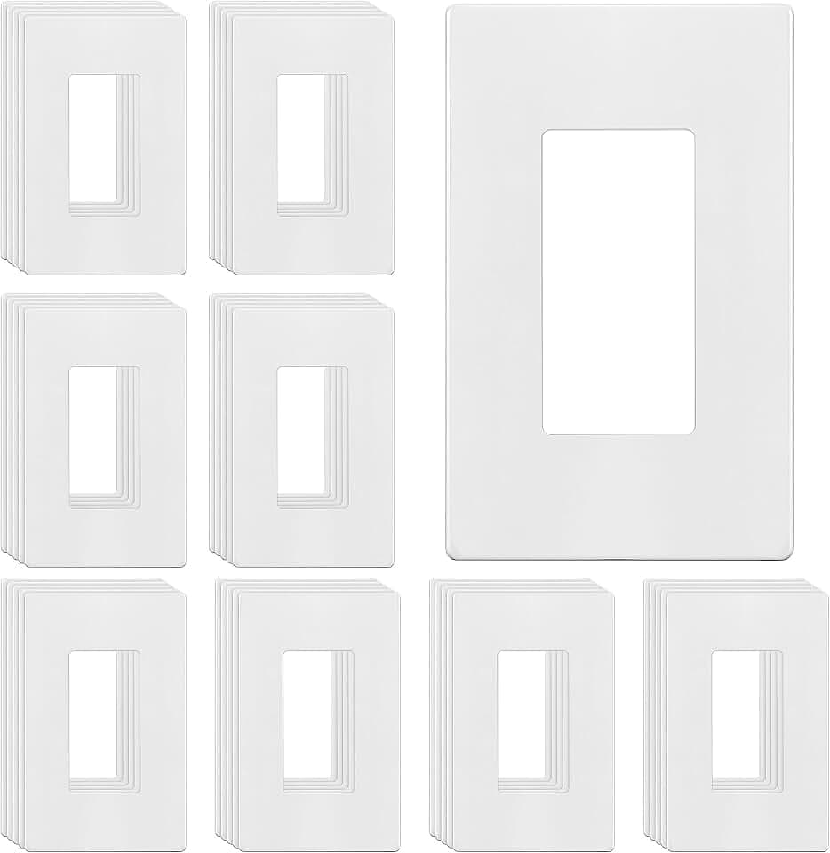 ENERLITES 1-Gang White Screwless Decorator Wall Plate Outlet Cover, 40 Pack