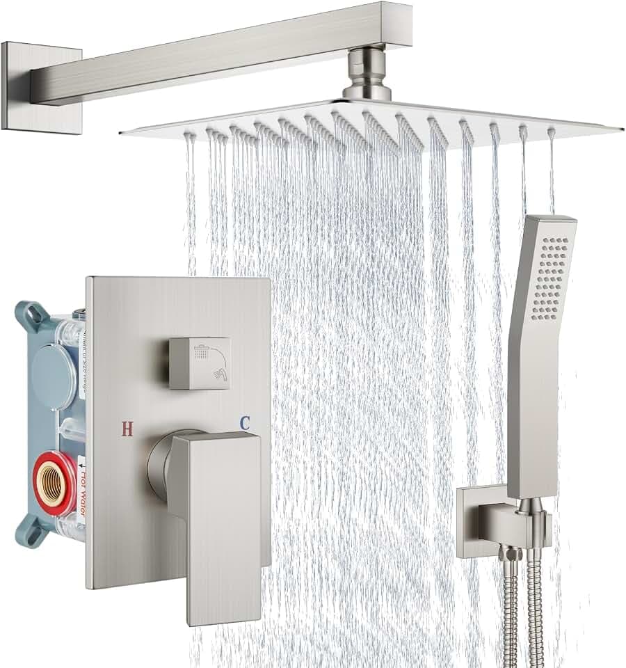 Aolemi Shower Faucet Set with Handheld Brushed Nickel 8 Inch Head