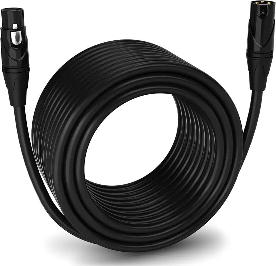 LyxPro 100 ft Balanced XLR Mic Cable, Male to Female, Black
