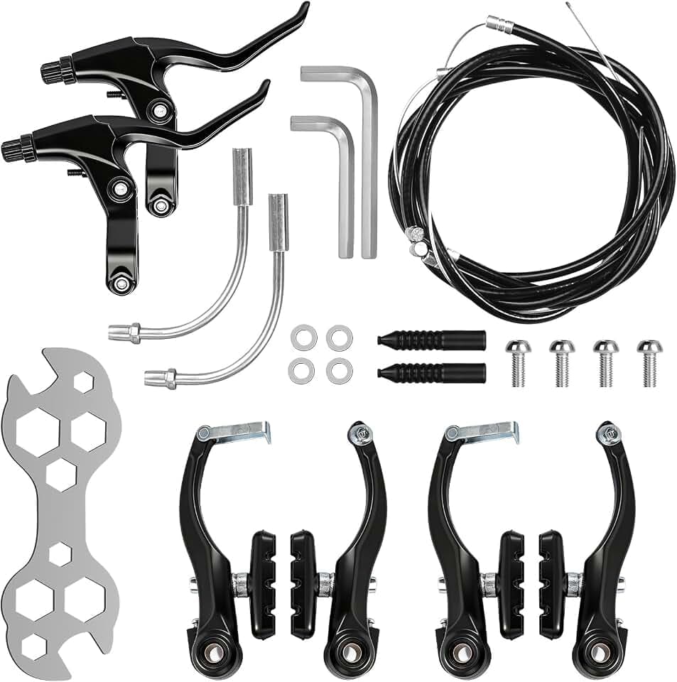 Fahrradbremsen Set Komplettes Universal Fahrradbremsen-Set Schwarz Fahrrad Bremsen Set V Brake Bremsbeläge für Mountainbikes und Rennräder