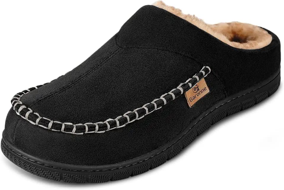 Garonne Men's Slip-On Moccasin Slippers with Memory Foam and Non-Slip Sole