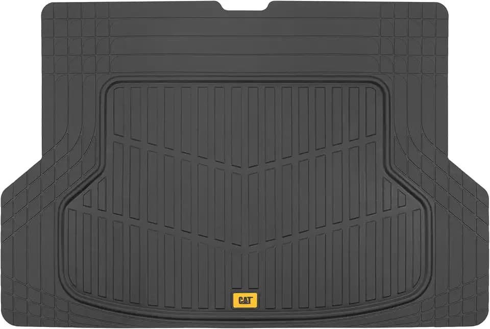 Cat® ToughRide Heavy Duty Automotive Rubber Cargo Liner Trunk Floor Mat, Odorless All Weather Protection, Trimmable to Fit Most Vehicles Car Truck Van SUV, Black, 53" x 36.25"in