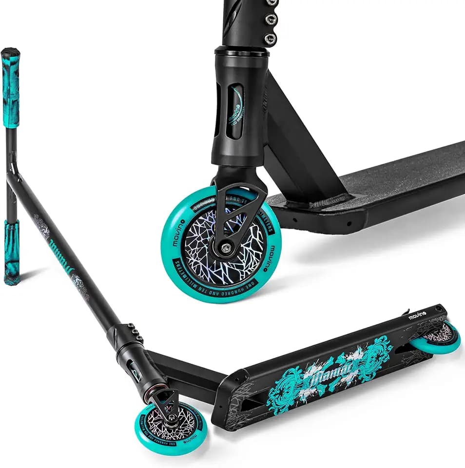 Movino Maniac Stunt Scooter Roller Professioneller Freestyle Roller IHC-Kompressionssystem Street-Deck T-Bar mit Abmessungen 59x54cm Räder 110mm Full Core mit ABEC9-Lagern 3,8kg