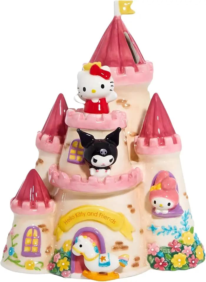 Blue Sky Clayworks Hello Kitty and Friends Castle Coin Bank, 8-inch Height, Holiday Decoration