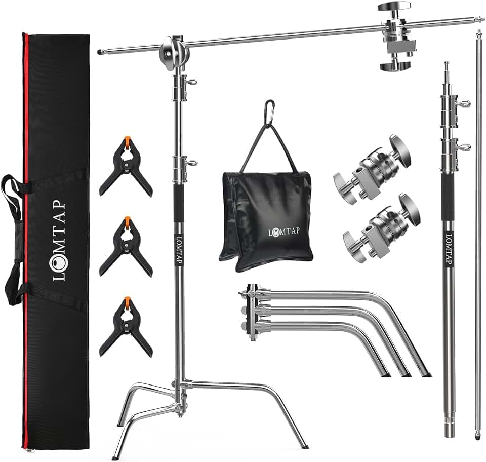 LOMTAP C Stand with Boom Arm, 10.8ft/330cm Heavy Duty Light Stand