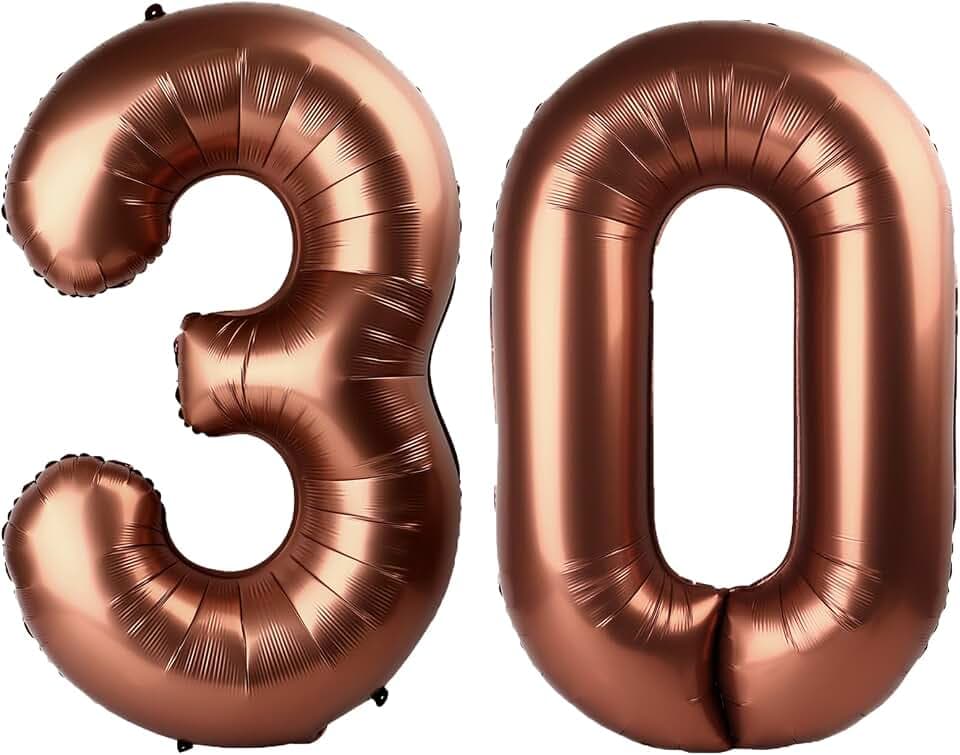40 Inch Dark Brown Number 30 Balloons Foil Digital Helium Number Balloons