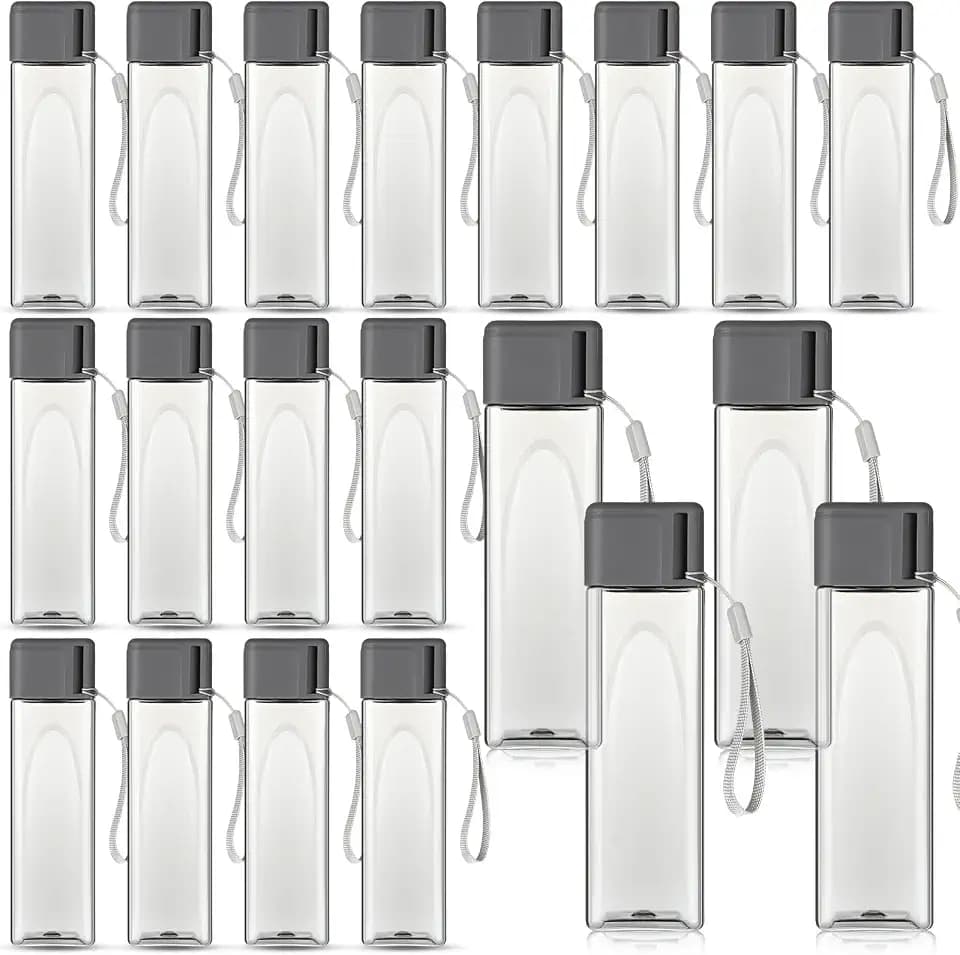 Mifoci 20 Pack 17 oz Plastic Water Bottles, Grey, Rectangle
