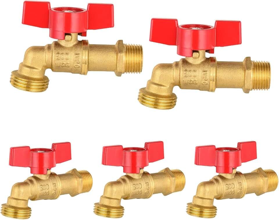 5Pack Seelink 3/4" MIP x 3/4" MHT Long Hose Bibb Valve(BOILER024-5)