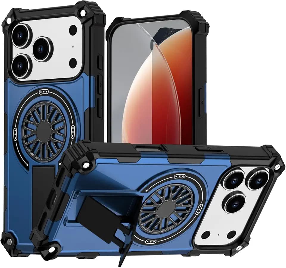 Magnetic Case for iPhone 17 Pro,Built-in Metal Stand [Compatible with Mag-Safe] Shockproof Protective Cover Case for iPhone 17 Pro Blue