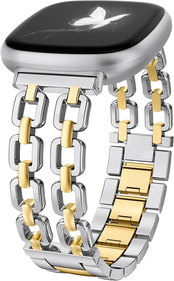 Wearlizer Metal Band Compatible with Fitbit Versa 4 3/Sense 2 1 Bands Women