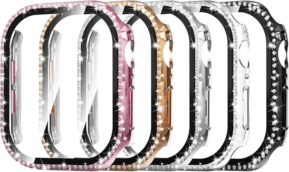 Simpeak 5 Pack Bling Screen Protector Case Compatible with Apple Watch Series 10 46mm, Protector Case Replacement for iWatch Series 11 10 (46mm)