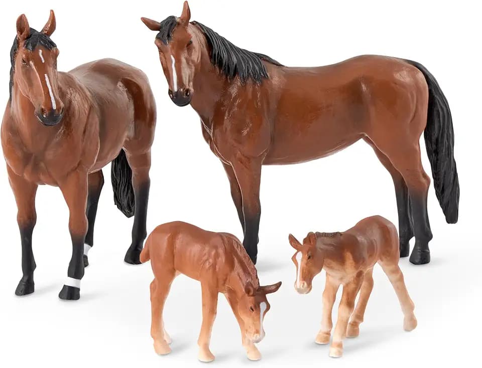 Terra by Battat Horse Toys, Quarter Horse Family, 4 Animal Figures, Animals