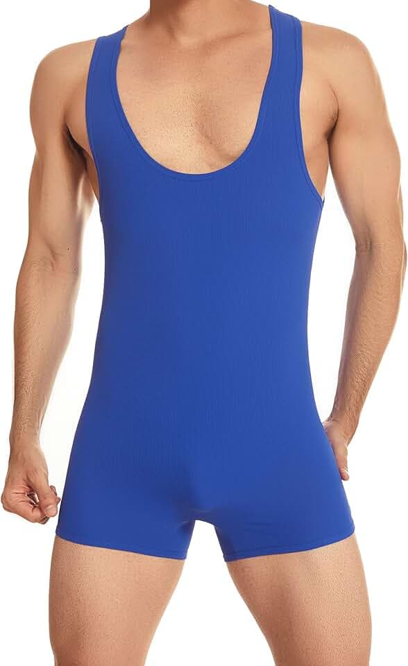 YUFEIDA Herren Sport-Unterhemd Trikot Slim Fit Body Einteiliges aktives Hemd Sheer Soft Wrestling Singlet Bodywear