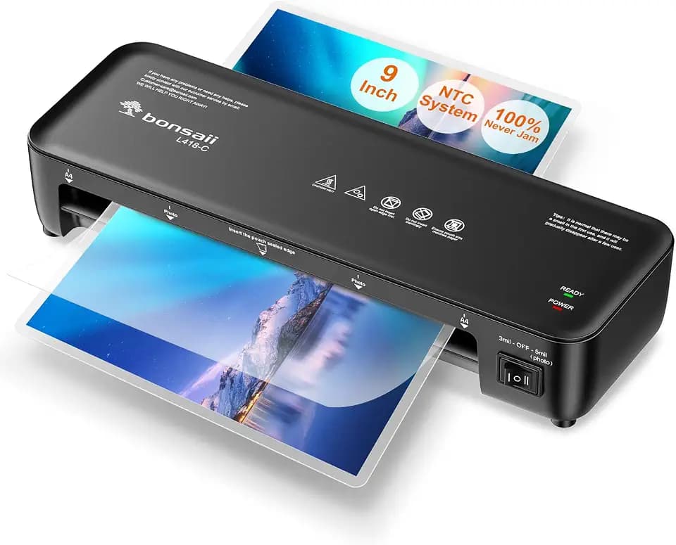 Bonsaii 9 Inch Thermal Laminator, Jam-Free Personal Laminating Machine